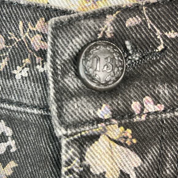 R13 Boyfriend Straight Leg Jeans Size 24 Floral Print patchwork Cropped Selvedge - Picture 8 of 16
